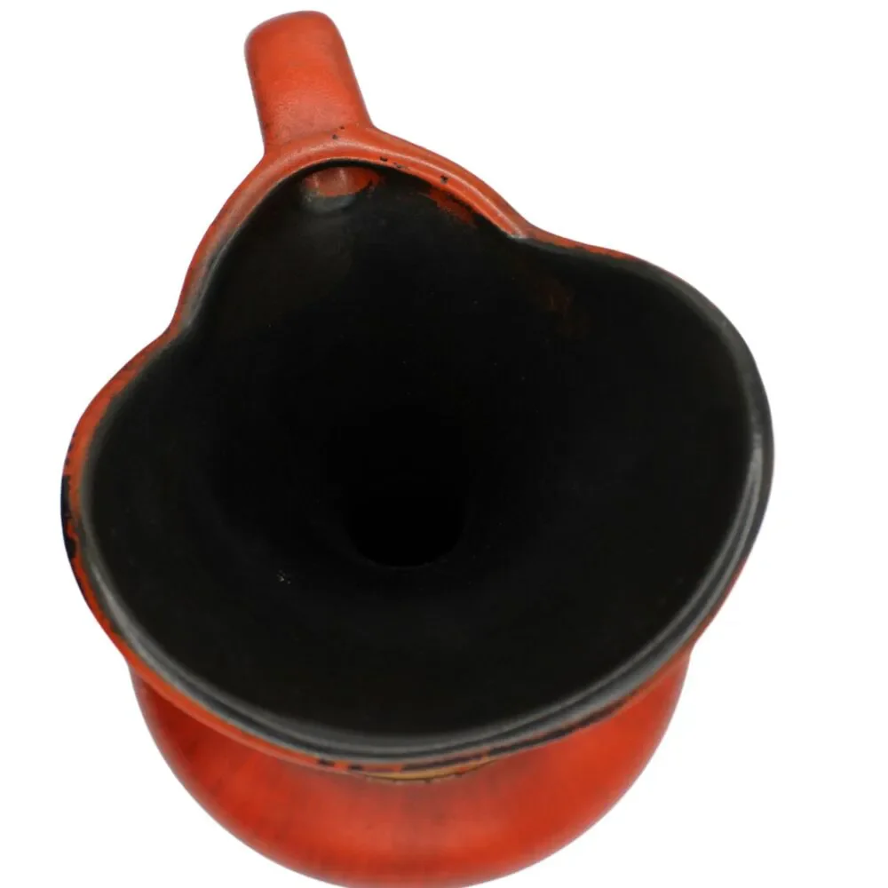 Vintage Haeger Pottery Red Matte Grecian Ewer Pitcher Gold Accents Mid Century